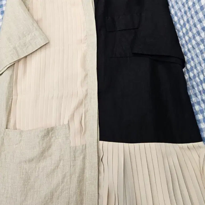 [BUNJANG] MANSION Colorblock Pleated Linen Long Dress / A4424  배색 플리츠 린넨 원피스(MANSION)