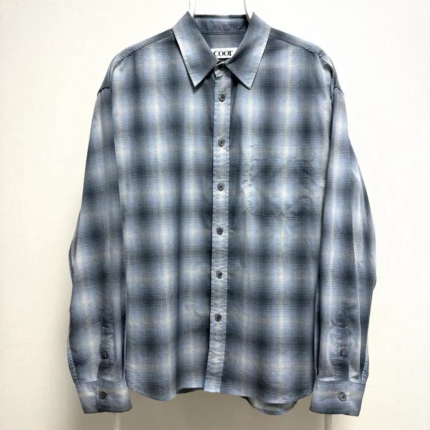 [BUNJANG] COOR Cotton Ombre Check Shirt M Blue Check Limited Edition / 쿠어 코튼 옴브레 체크 셔츠 새상품 한정판 54% 선착순 세일