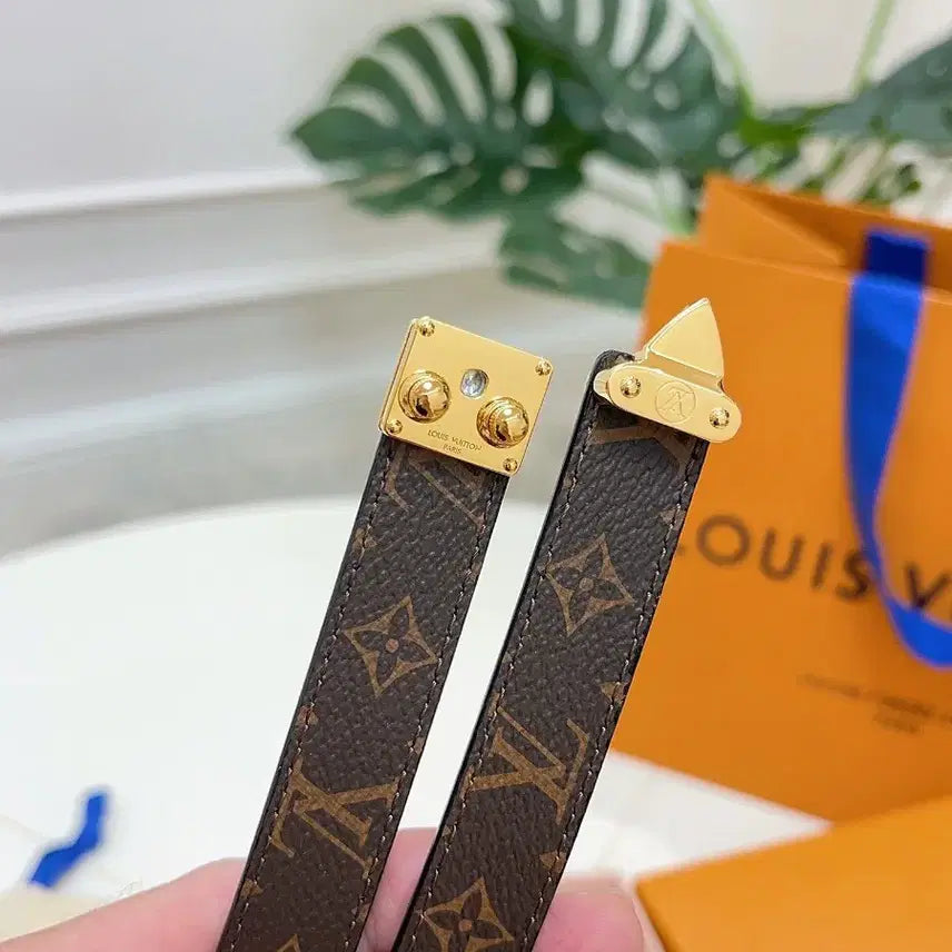 [BUNJANG] Louis Vuitton Monogram Print Belt Gold Buckle / 루이비통 모노그램 프린트 벨트 골드 버클