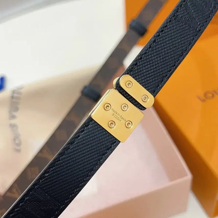 [BUNJANG] Louis Vuitton Monogram Print Belt Gold Buckle / 루이비통 모노그램 프린트 벨트 골드 버클