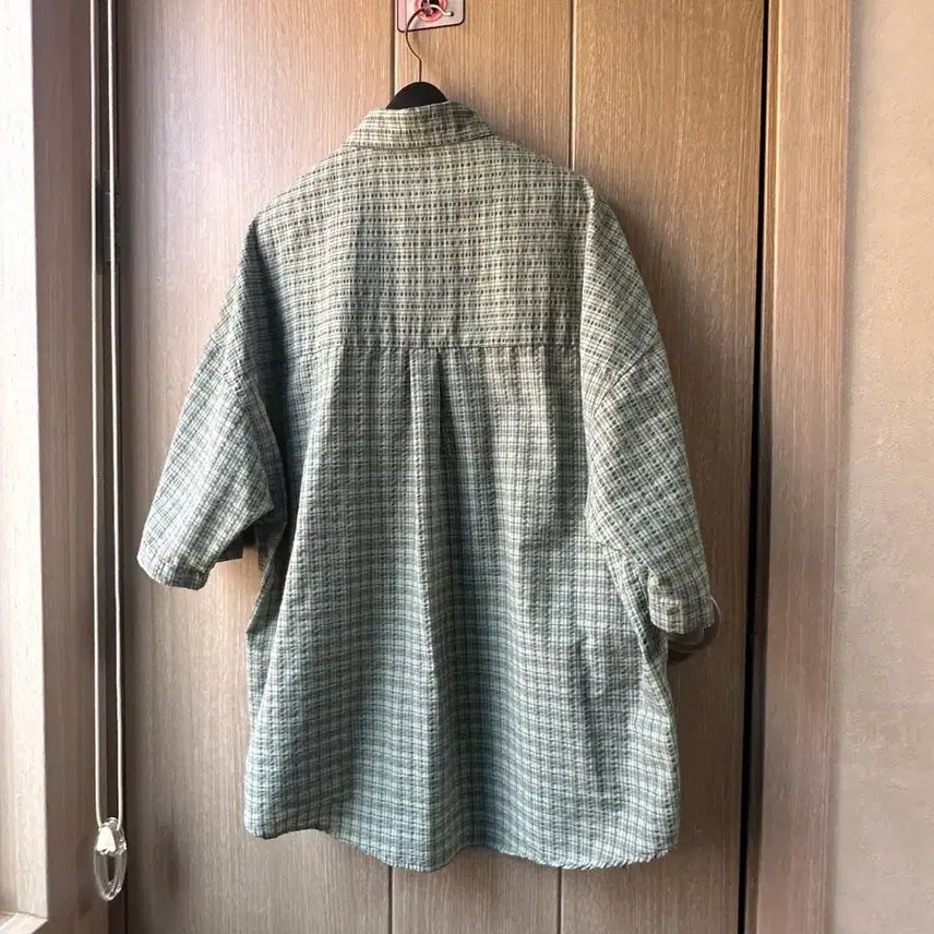 [BUNJANG] Checkered Short Sleeve Shirt - Green / [Free사이즈] 보세 반팔 체크셔츠 그린색상