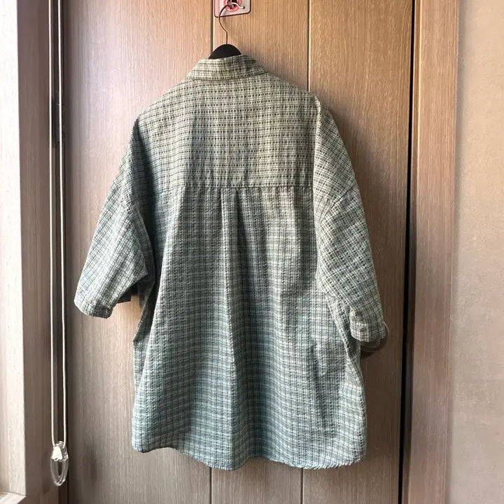 [BUNJANG] Checkered Short Sleeve Shirt - Green / [Free사이즈] 보세 반팔 체크셔츠 그린색상