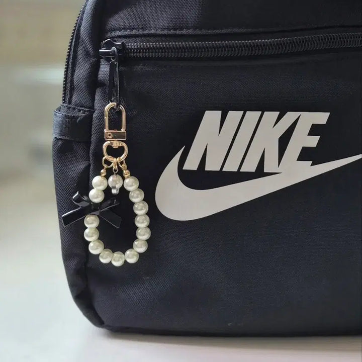 [BUNJANG] Black Ribbon Pearl Bag Charm Keychain / 블랙 리본 진주 키링 / 가방 키링 / 백참