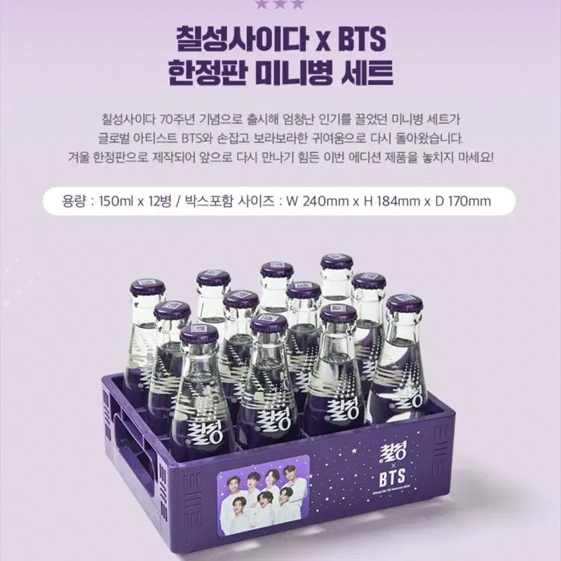 [BUNJANG] BTS x Chilsung Cider 70th Anniversary Mini Bottle Limited Edition Set / BTS x 칠성사이다 70주년 미니병 한정판 세트