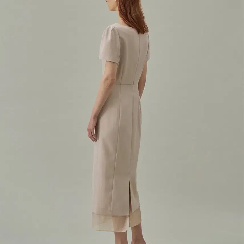 [BUNJANG] Lamerey Boat Neck See-through Dress Beige M / 라메레이 보트넥 원피스 m
