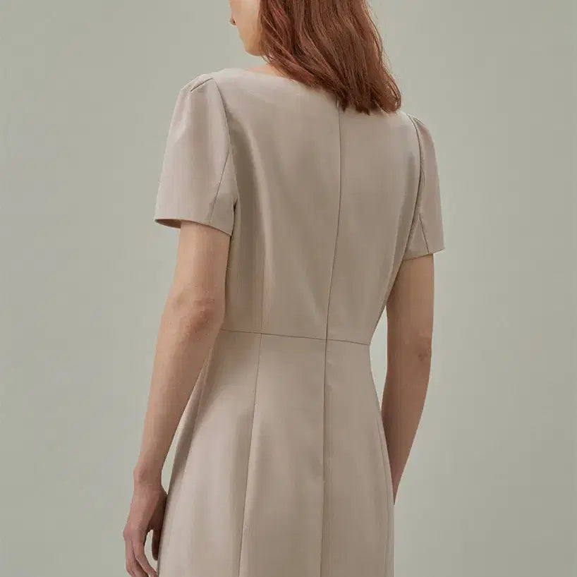 [BUNJANG] Lamerey Boat Neck See-through Dress Beige M / 라메레이 보트넥 원피스 m