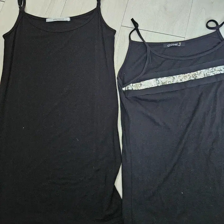 [BUNJANG] Black Sleeveless Top (Set of 2) / 블랙나시 두벌