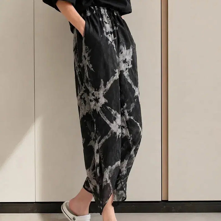[BUNJANG] 100% Viscose Natural Dye Wide Leg Pants / 인견100% 엄마 선물용 추천/천연염색 통바지 / 시원하고 고급스러움
