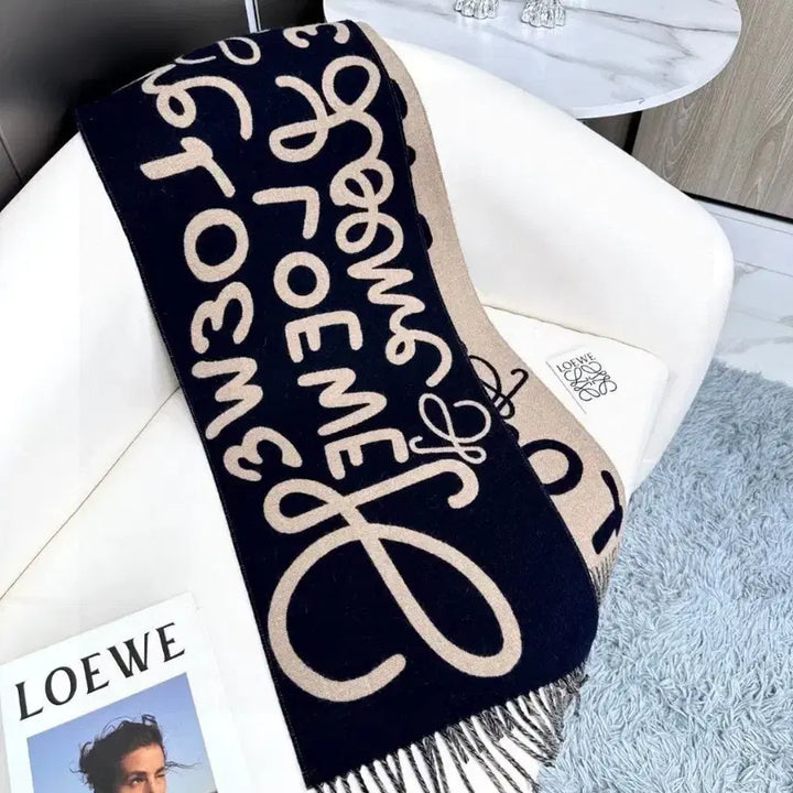 [BUNJANG] Loewe Graffiti Wool Cashmere Scarf / 로에베 그래피티 머플러 정품 울 캐시미어 양면 여성 180x30cm