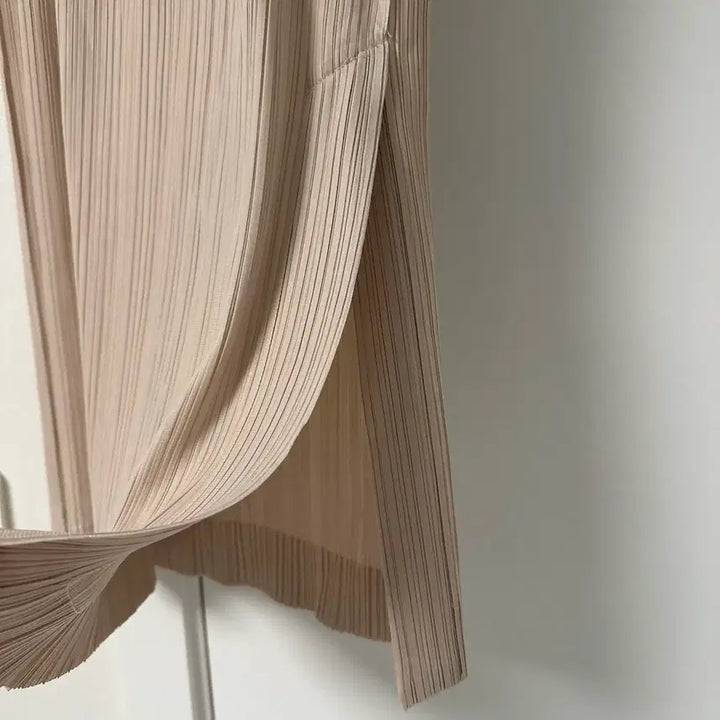 [BUNJANG] Pleated Long Skirt Beige / 플리츠 롱스커트 베이지