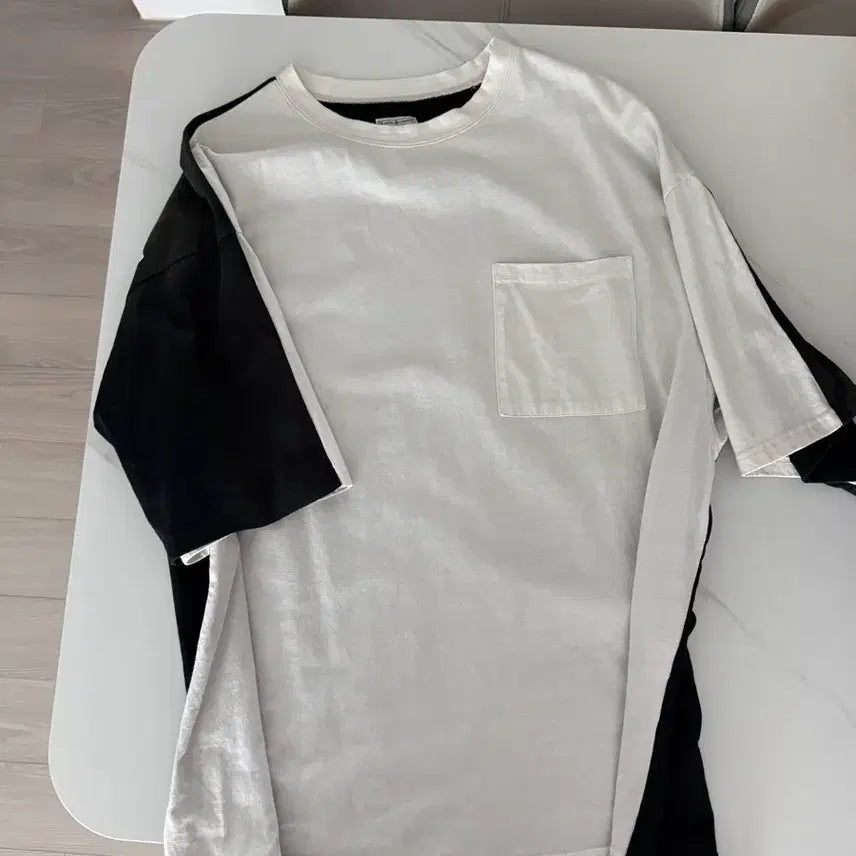 [BUNJANG] Capital Two-Tone Big Pocket T-Shirt / [F] 캐피탈 투톤 빅포켓 본 티셔츠