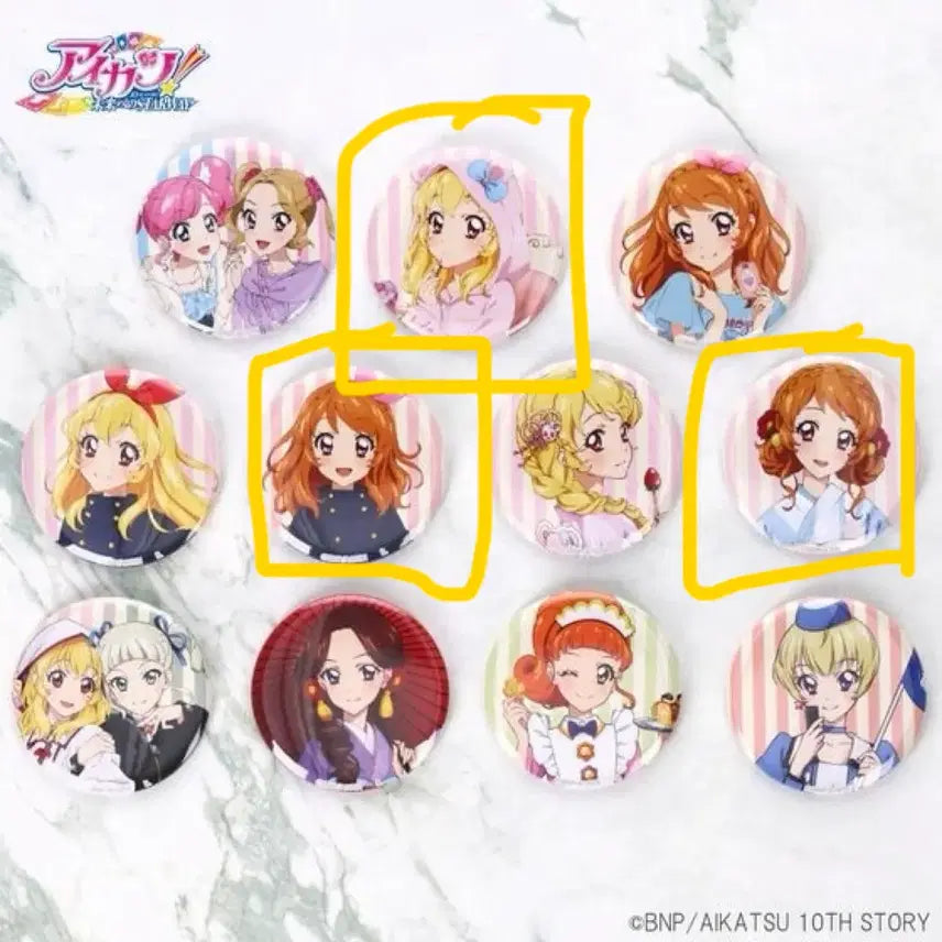 [BUNJANG] Aikatsu! Style Can Badge &amp; Sugar Coord Acrylic Stand - Ichigo, Akari / 아이카츠 스타일 캔뱃지 슈가코디아크릴 양도 이치고 아카리