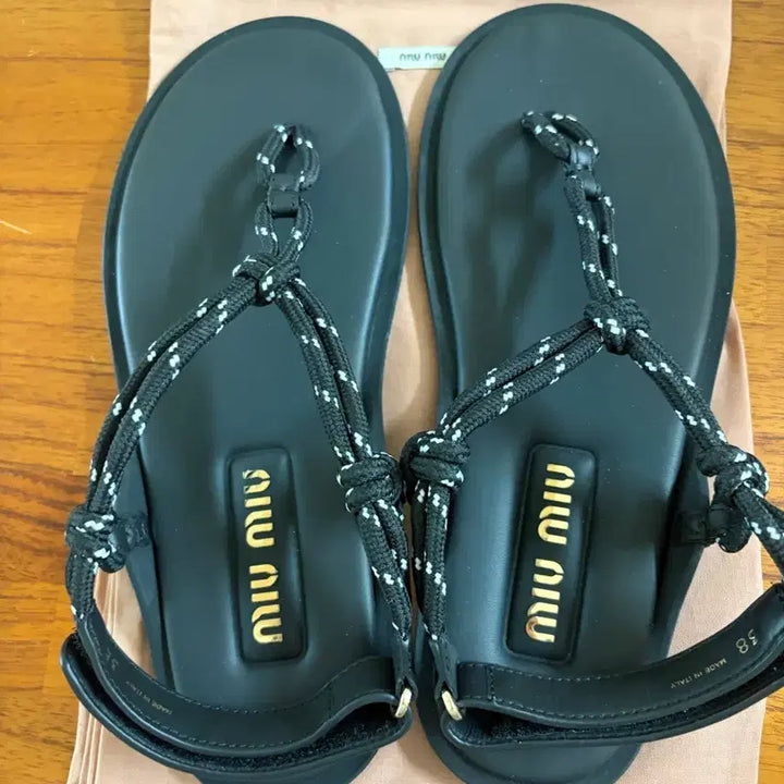 [BUNJANG] Miu Miu Riviera Code Leather Sandals / 미우미우 리비에르 코드 레더 샌들
