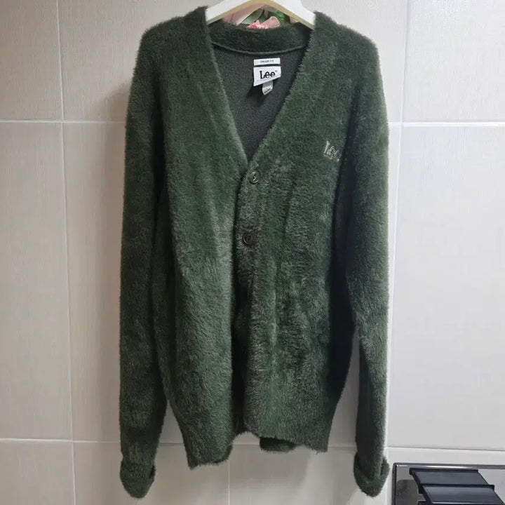[BUNJANG] LEE Hairy V-Neck Cardigan Khaki / LEE 헤어리 브이넥 가디건 카키