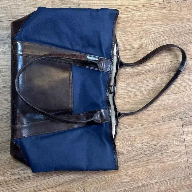 [BUNJANG] Unipair Navy/Brown Combination Shoulder Bag Tote Bag / Unipair 유니페어 네이비/브라운 콤비 숄더백 토트백