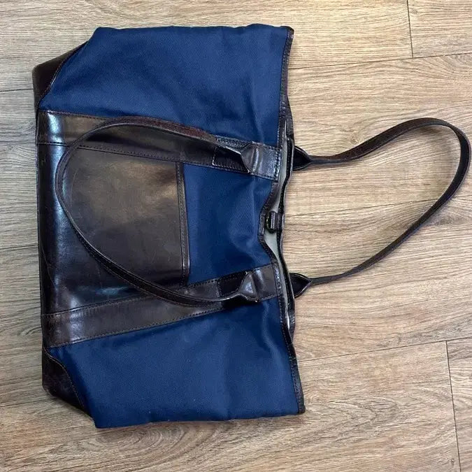 [BUNJANG] Unipair Navy/Brown Combination Shoulder Bag Tote Bag / Unipair 유니페어 네이비/브라운 콤비 숄더백 토트백