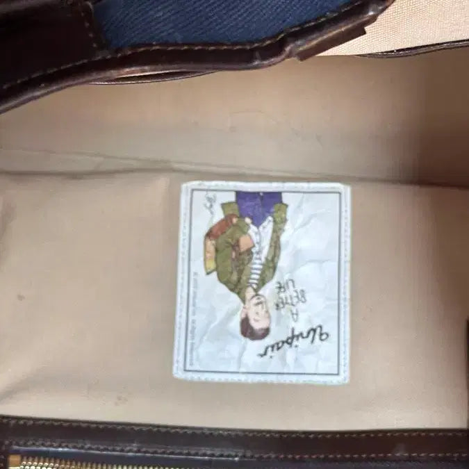 [BUNJANG] Unipair Navy/Brown Combination Shoulder Bag Tote Bag / Unipair 유니페어 네이비/브라운 콤비 숄더백 토트백