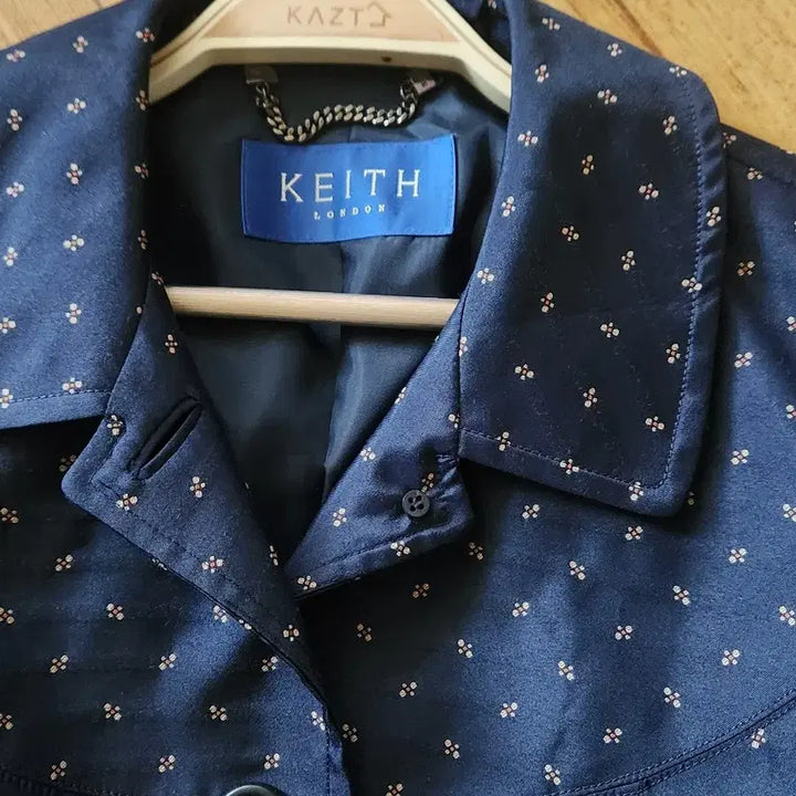 [BUNJANG] Keith Navy Pattern Trench Coat / 키이스 네이비 트렌치 자켓