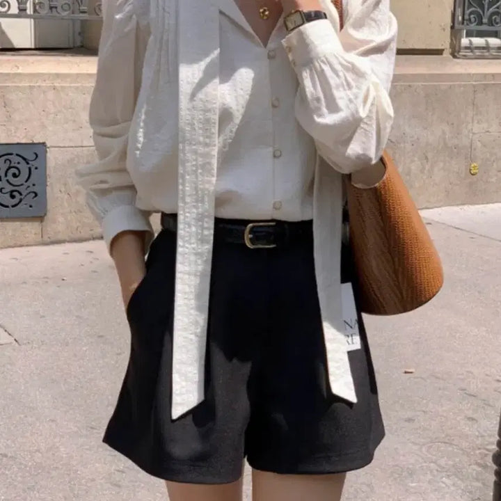 [BUNJANG] Signature Wish Tie Puff Blouse Ivory / 시그니처 위시 타이 퍼프 블라우스 아이보리 FREE 판매합니다.
