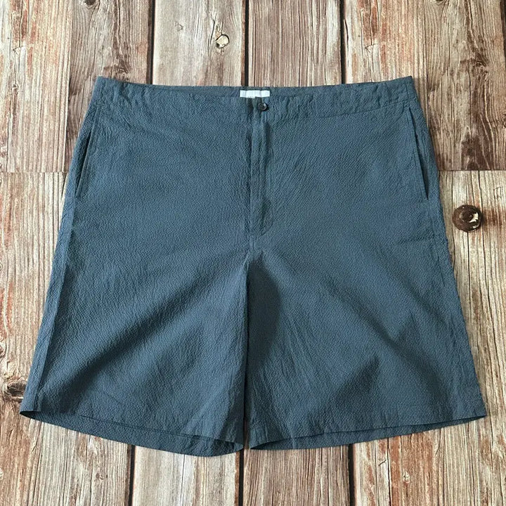 [BUNJANG] Premium Naturalwear Flannel Check Easy Baggy Seersucker Shorts Blue Grey Size 3 / 플란넬 체크 이지 버기 시어서커 쇼츠 블루 그레이 3사이즈