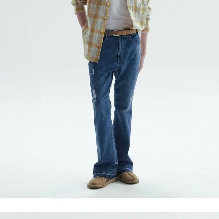 [BUNJANG] CHOWOO Distressed Bootcut Flare Jeans Blue / 플레어진 부츠컷 청바지