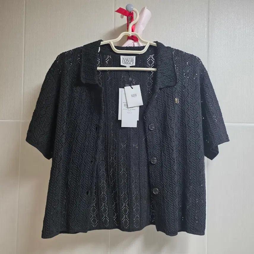 [BUNJANG] Marithe Francois Girbaud Crochet Half Knit Cardigan Black / 마리떼프랑소와저버 크로셰 하프 니트 가디건 블랙