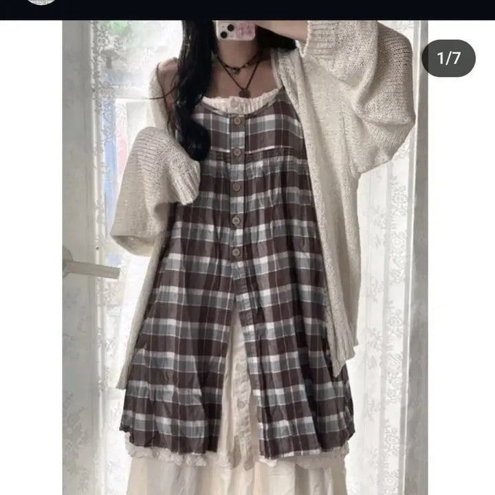 [BUNJANG] Vintage Mint Chocolate Strap Camisole / 민트초코체크 대장끈나시바선생 멜팅유키빈티지모리걸갸루아메카지