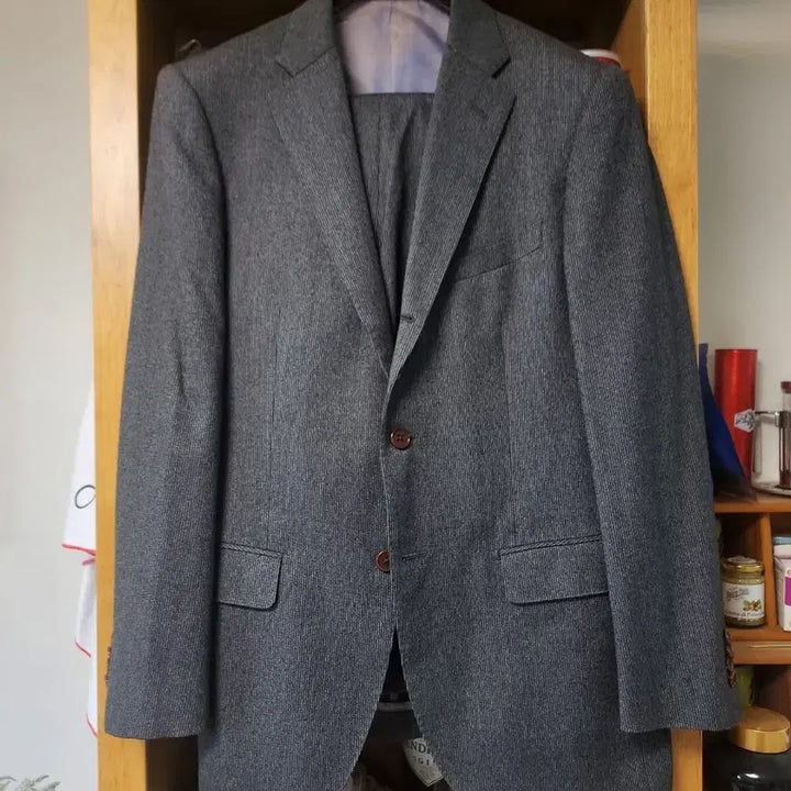 [BUNJANG] Orihica Pinstripe Wool Suit Set - Charcoal Grey / Orihica 핀스트라이프 수트 100/32