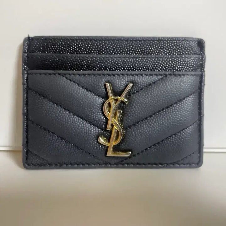 [BUNJANG] Saint Laurent Matelassé Card Holder Black Gold Logo / 급처! 생로랑 마틀라세 카드지갑 블랙 금장 로고