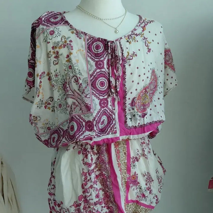 [BUNJANG] Zara Vintage Pattern Blouse - Pink / [빈티지] 자라 패턴 블라우스 핑크색 Free사이즈