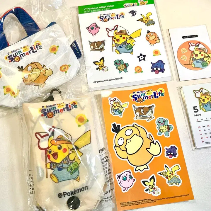 [BUNJANG] Pokemon Goods Bundle Sticker, Mini Bag Keyring, Shopping Bag, Mini Calendar / 포켓몬 굿즈 일괄(스티커, 키링미니백, 장바구니, 미니달력)