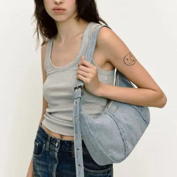 [BUNJANG] Fillin The Blank Vintage Denim Stitch Hobo Bag / 필인더블랭크 가방