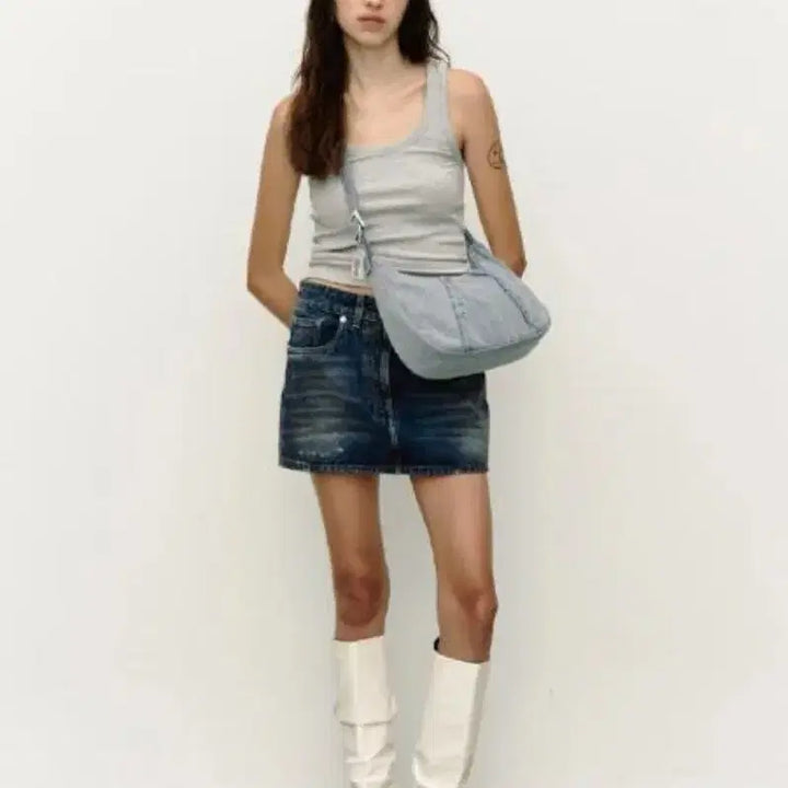 [BUNJANG] Fillin The Blank Vintage Denim Stitch Hobo Bag / 필인더블랭크 가방