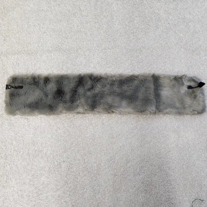 [BUNJANG] Renoma Paris Eco Fur Leather Buckle Scarf Grey / [새상급] 레노마 파리 에코 퍼 가죽 버클 머플러 그레이