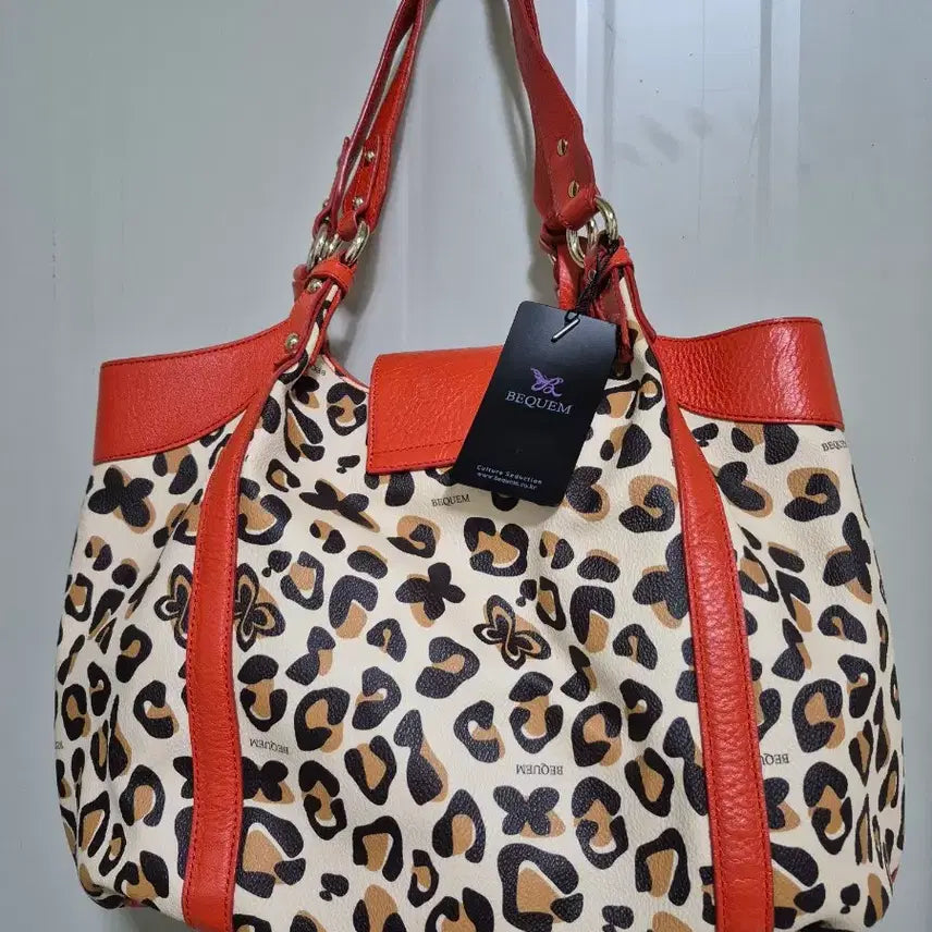 [BUNJANG] Bequem Leopard Pattern Tote Bag Orange / BEQUEM 레오파드 패턴 토트백 오렌지