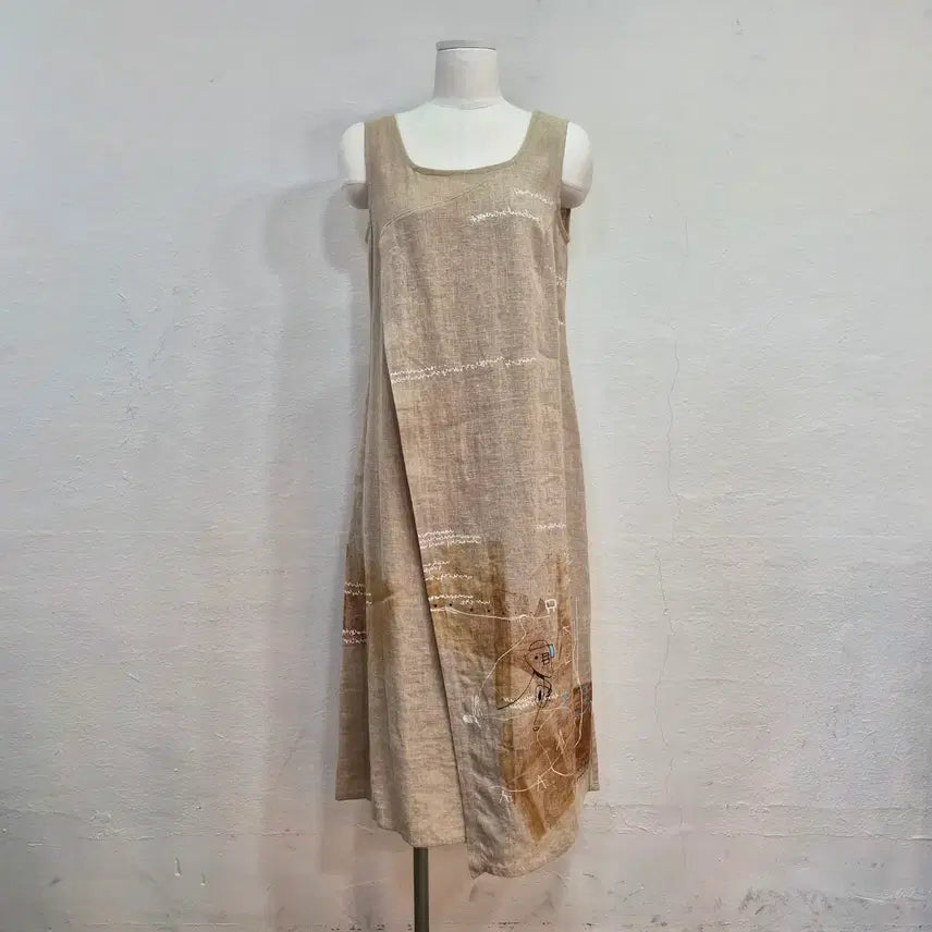 [BUNJANG] Lascaux Grotte Linen Layered Dress / Lascaux Grotte 아트 린넨 레이어드 원피스
