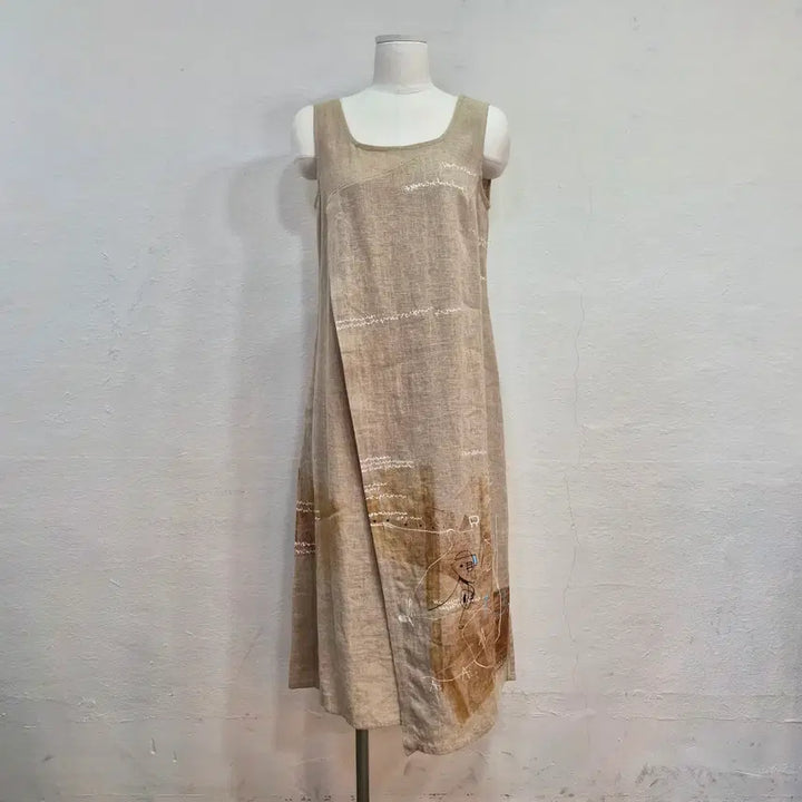 [BUNJANG] Lascaux Grotte Linen Layered Dress / Lascaux Grotte 아트 린넨 레이어드 원피스