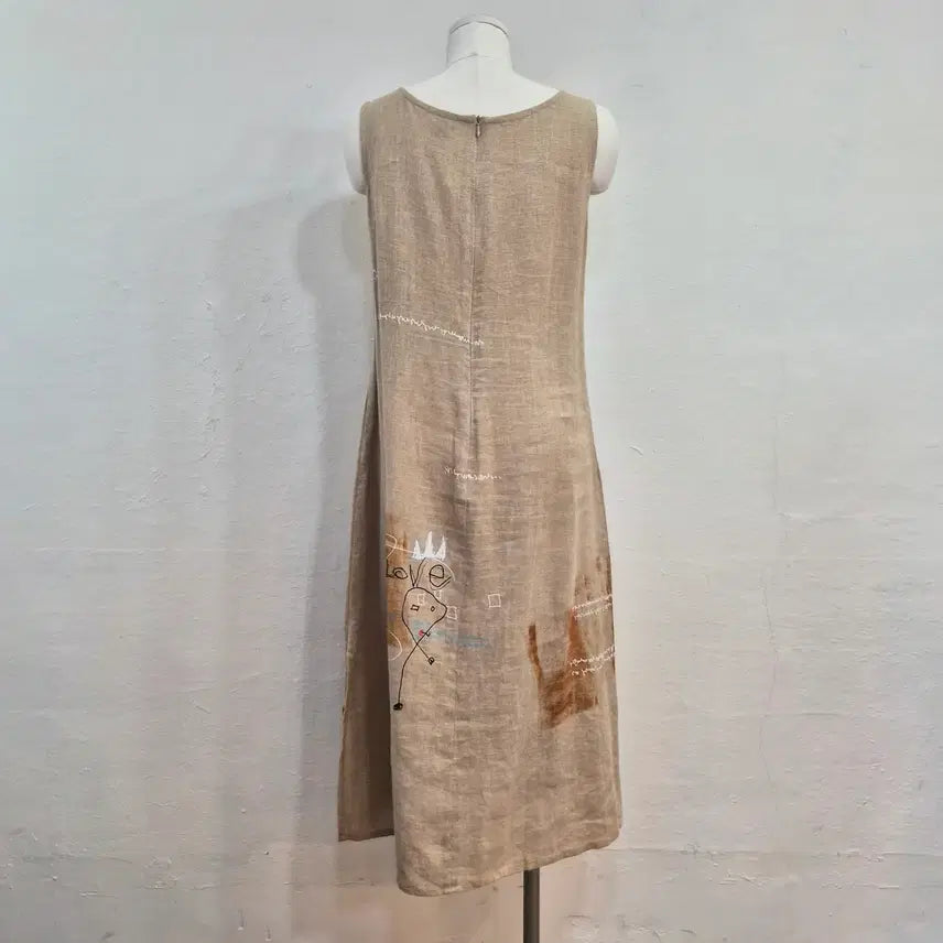 [BUNJANG] Lascaux Grotte Linen Layered Dress / Lascaux Grotte 아트 린넨 레이어드 원피스