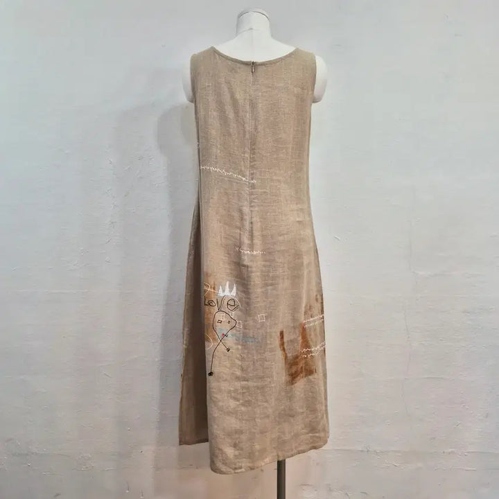 [BUNJANG] Lascaux Grotte Linen Layered Dress / Lascaux Grotte 아트 린넨 레이어드 원피스