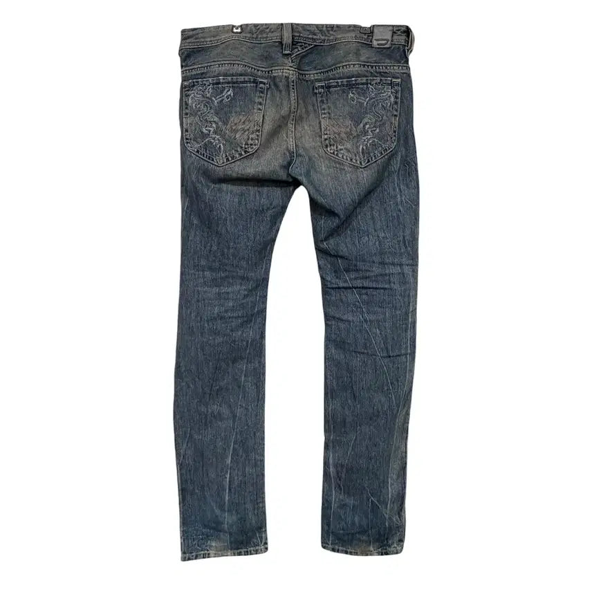 [BUNJANG] Diesel Dragon Embroidered Washed Denim Pants Size 32 / 디젤 드래곤 자수 워싱 데님 팬츠 32