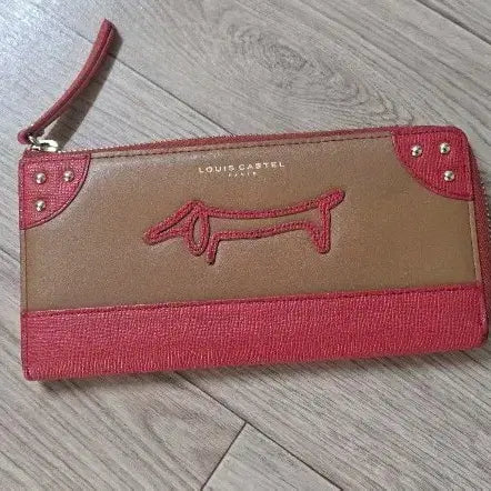 [BUNJANG] Louis Castel Color Block Long Wallet Red Brown / 루이까스텔 배색 장지갑 레드 브라운