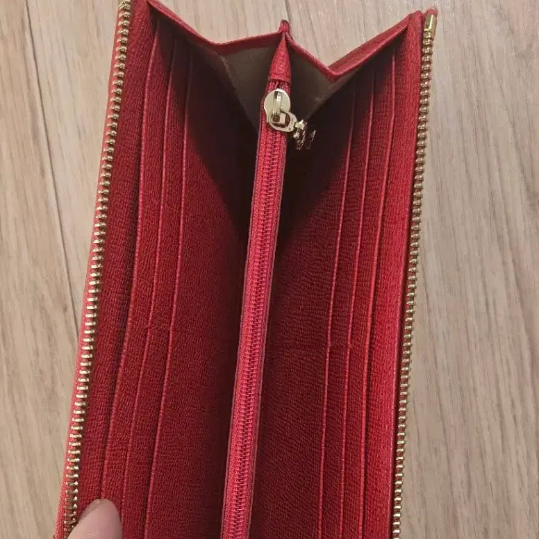 [BUNJANG] Louis Castel Color Block Long Wallet Red Brown / 루이까스텔 배색 장지갑 레드 브라운