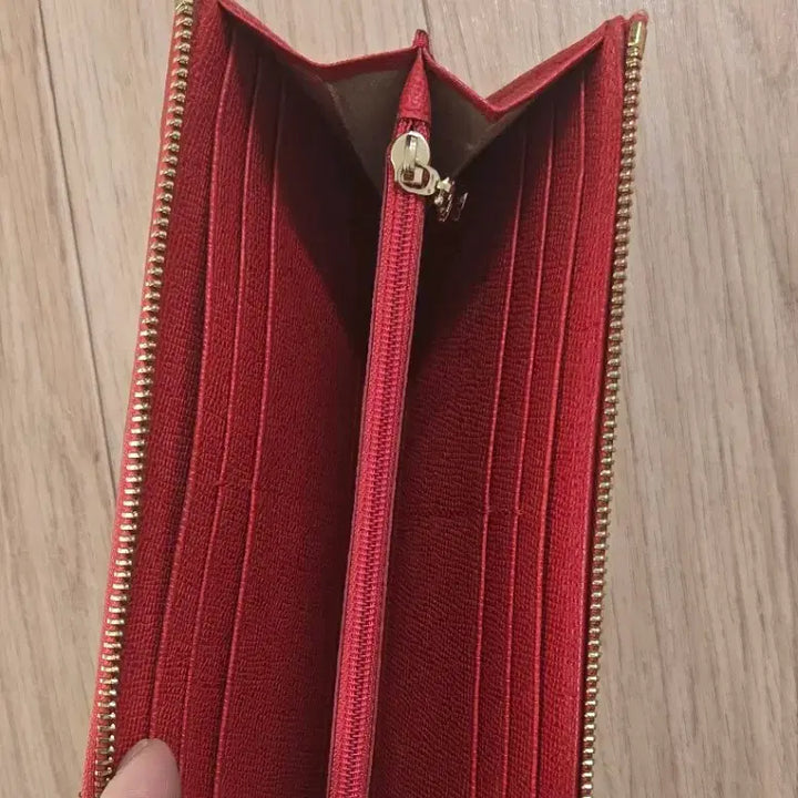 [BUNJANG] Louis Castel Color Block Long Wallet Red Brown / 루이까스텔 배색 장지갑 레드 브라운