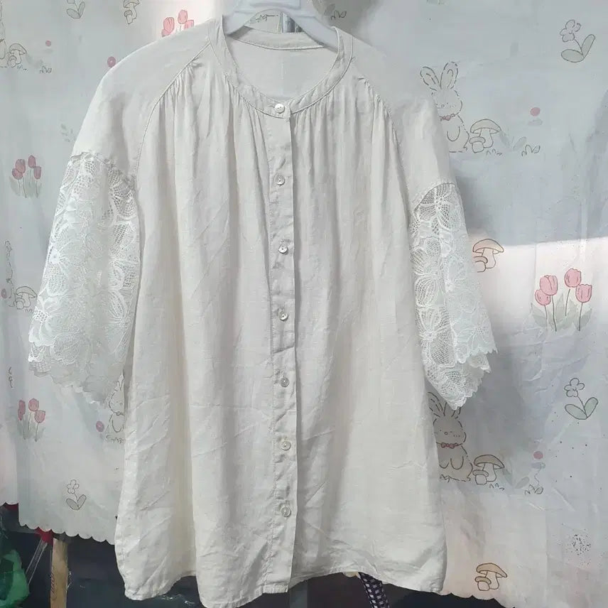 [BUNJANG] Doklasse Linen Lace Blouse / 일본)  도클라쎄   린넨  레이스  블라우스