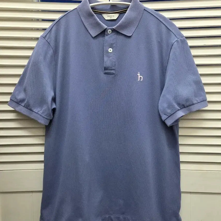 [BUNJANG] Hazzys Blue Melange Collar T-Shirt / 헤지스 블루 멜란지 카라 티셔츠
