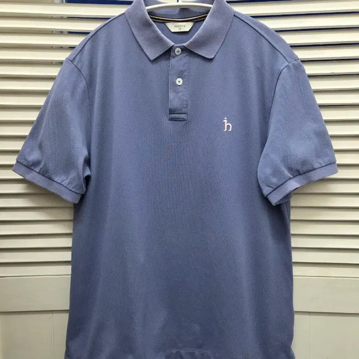 [BUNJANG] Hazzys Blue Melange Collar T-Shirt / 헤지스 블루 멜란지 카라 티셔츠