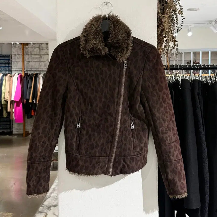 [BUNJANG] Armani Exchange Brown Leopard Fur Mustang Jacket / 아르마니 익스체인지 브라운 레오파드 퍼 무스탕 자켓