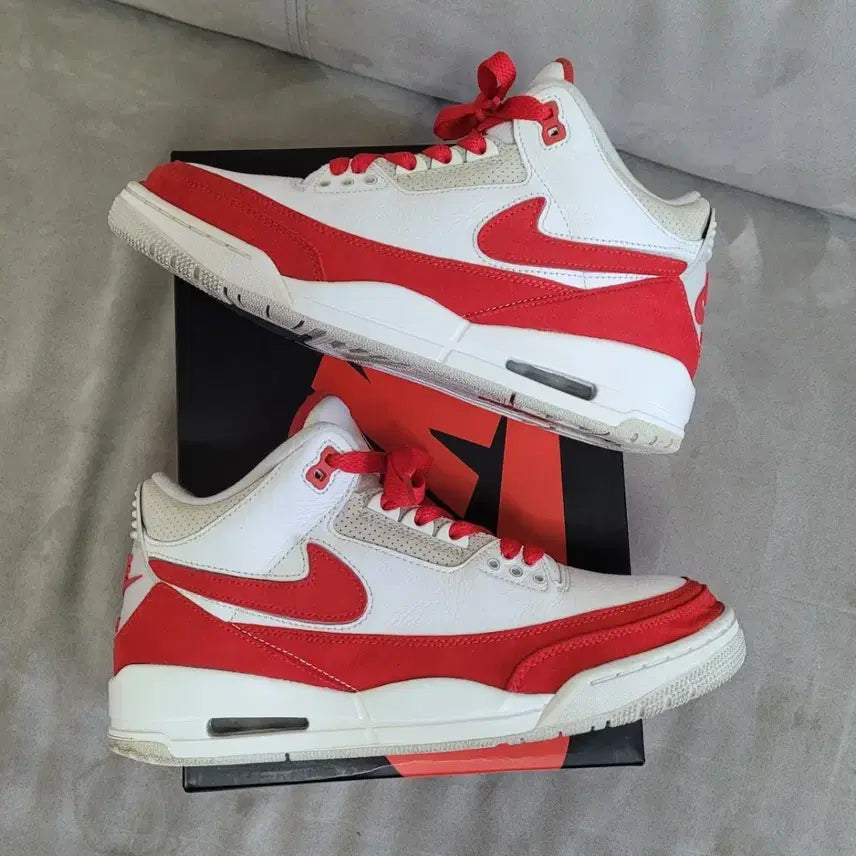 [BUNJANG] Nike Jordan 3 Retro Tinker White University Red / 나이키 조던 3 레트로 팅커 화이트 유니버시티 레드 265 / (260)