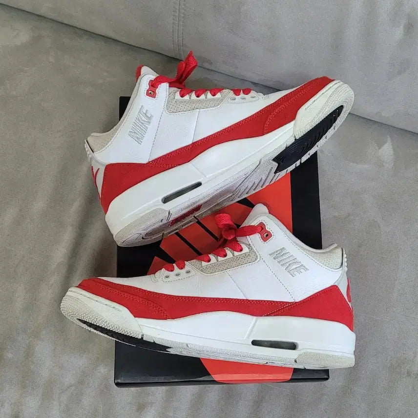 [BUNJANG] Nike Jordan 3 Retro Tinker White University Red / 나이키 조던 3 레트로 팅커 화이트 유니버시티 레드 265 / (260)