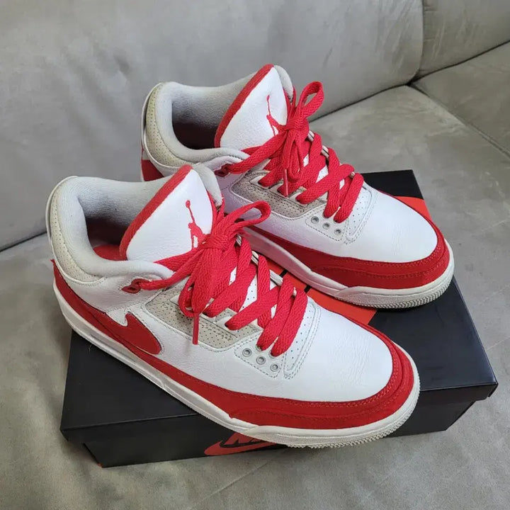 [BUNJANG] Nike Jordan 3 Retro Tinker White University Red / 나이키 조던 3 레트로 팅커 화이트 유니버시티 레드 265 / (260)